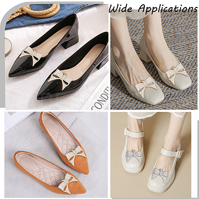4Pcs 2 Colors Bowknot Alloy Rhinestone Shoe Decorations FIND-CP0002-29-1