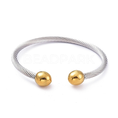 304 Stainless Steel Cuff Bangles BJEW-M284-12GP-1