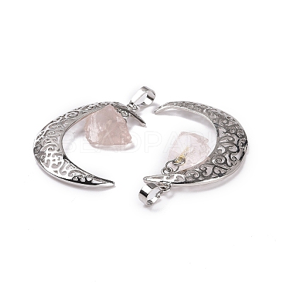Natural Rose Quartz Nuggets Pendants G-L524-02P-01-1