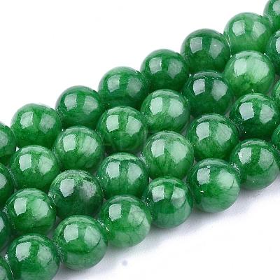 Natural Dyed Yellow Jade Gemstone Bead Strands G-R271-8mm-Y13-1
