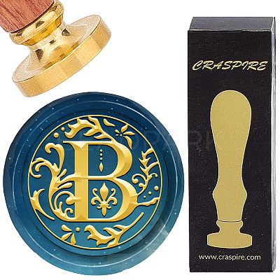 Brass Wax Seal Stamps with Wood Handle AJEW-WH0412-0235-1