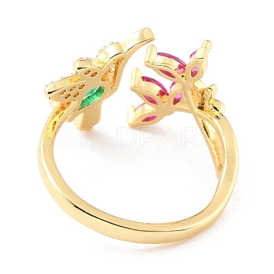 Brass Micro Pave Cubic Zirconia Cuff Rings RJEW-K233-38G-1