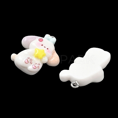 Rabbit Theme Opaque Resin Pendants RE-CBAFB89-01-1