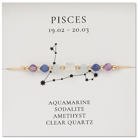 Natural stone constellation bracelet with 12 zodiac signs X-NR2952-8-1