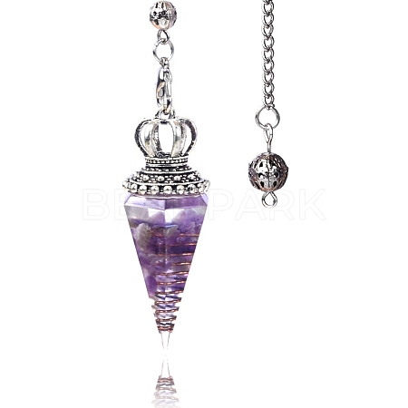 Natural Amethyst Chip & Resin Dowsing Pendulum Big Pendants PW-WG89635-07-1