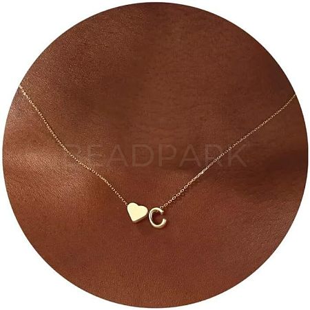 Simple Style Adjustable 316L Surgical Stainless Steel Heart and Initial Pendant Necklaces for Women WG95AEF-03-1