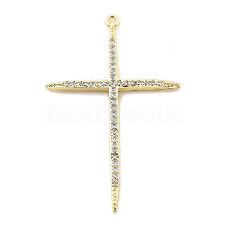 Brass Micro Pave Clear Cubic Zirconia Pendants KK-L228-01G-03-1