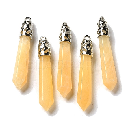 Natural Yellow Jade Pointed Big Pendants G-Z055-01P-19-1