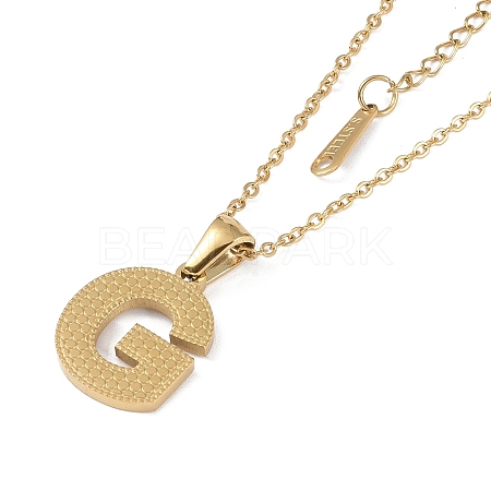 Ion Plating(IP) Initial Letter 304 Stainless Steel Pendant Necklaces NJEW-M199-01G-G-1