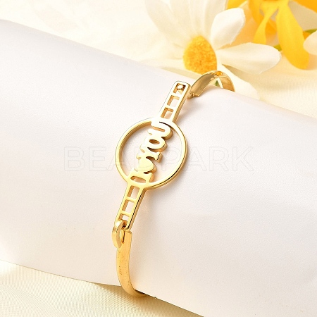 201 Stainless Steel Flat Round Link Bangles for Women LS-BJEW-R014-01G-04-1