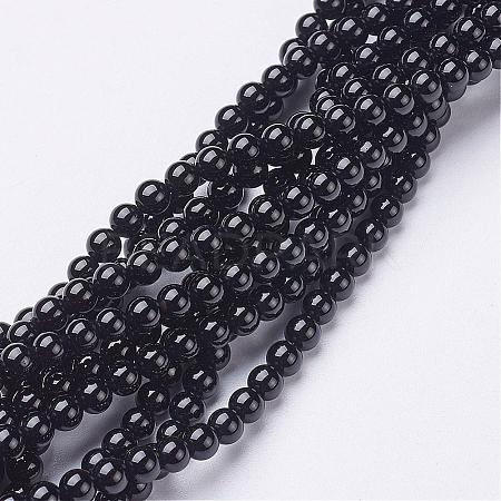 Natural Black Onyx Round Beads Strands GSR18mmC097-1