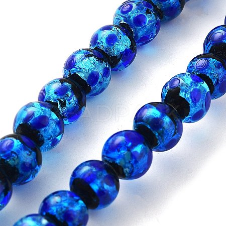 Glow in the Dark Luminous Style Handmade Silver Foil Glass Round Beads LS-FOIL-I006-8mm-02-1