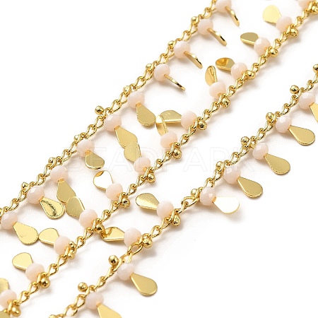 Glass Beaded Teardrop Charm Chains CHC-A006-13G-02-1
