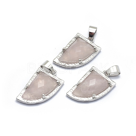 Natural Rose Quartz Pendants G-O176E-04P-1