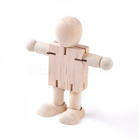 Unfinished Blank Wooden Robot Toys AJEW-WH0109-84-1