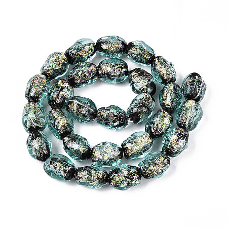 Handmade Foil Lampwork Beads Strands FOIL-T008-07C-1