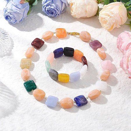 Square Acrylic Beaded Bracelets & Necklaces Sets SJEW-JS01346-1