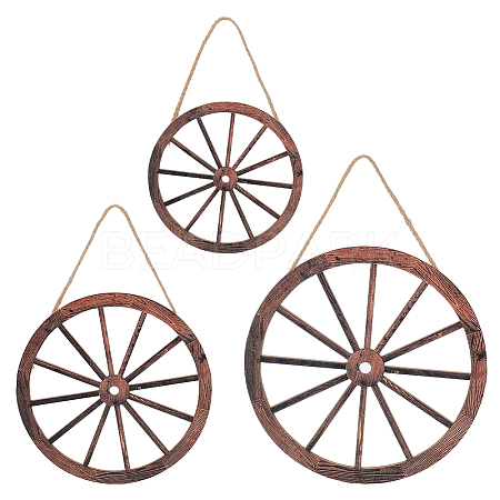 Natural Wood Hanging Wall Decorations Set HJEW-WH0047-22-1
