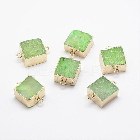 Electroplated Natural Druzy Agate Links Connectors G-G656-01D-1