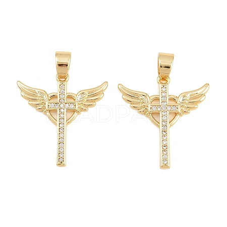 Easter Brass Micro Pave Clear Cubic Zirconia Pendants ZIRC-F148-14B-G-1