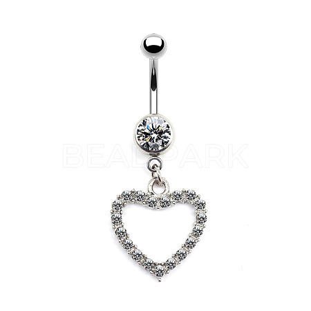 316L Surgical Stainless Steel Clear Cubic Zirconia Dangle Belly Button Rings WG93CBC-02-1