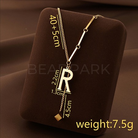 304 Stainless Steel Initial Pendant with Dice Tassel Necklaces FS-WGD823D-18-1