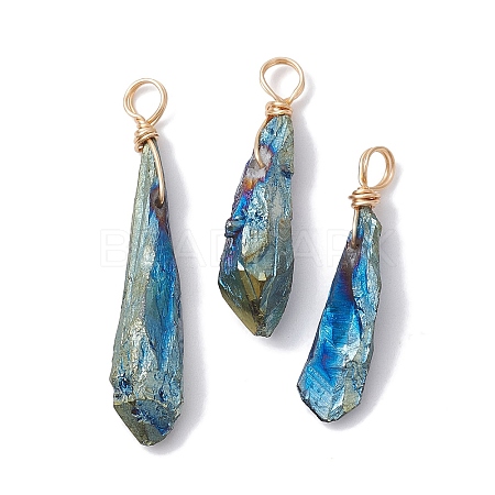 Electroplated Natural Quartz Crystal Dyed Pendants PALLOY-JF02325-05-1