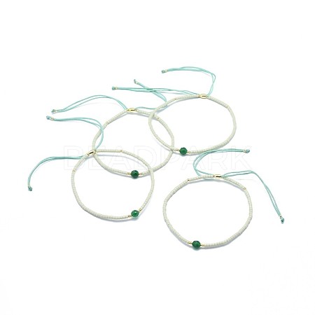 Adjustable Natural Agate Braided Bead Bracelets BJEW-F391-A15-1