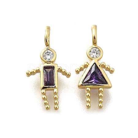 Brass Micro Pave Cubic Zirconia Pendants KK-D339-02G-06-1