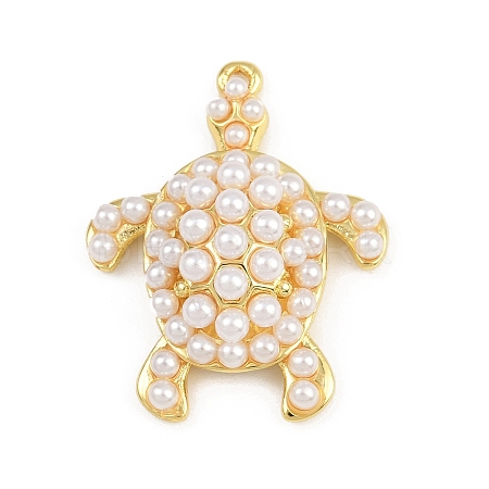 Turtle Brass ABS Imitation Pearl Pendants KK-I352-04F-G-1