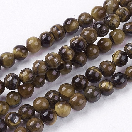 Natural Tiger Eye Round Bead Strands X-G-R200-4mm-1