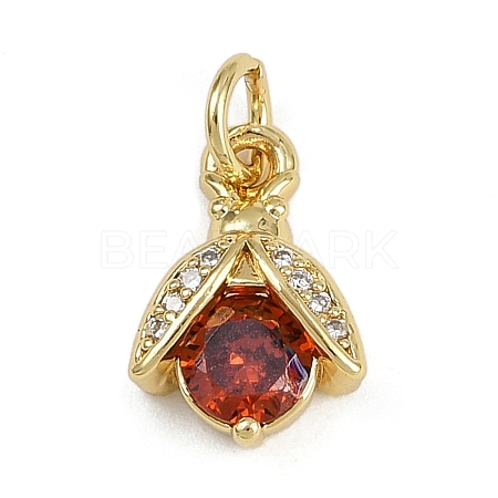 Insect Brass Micro Pave Cubic Zirconia Charms KK-Z123-10G-1