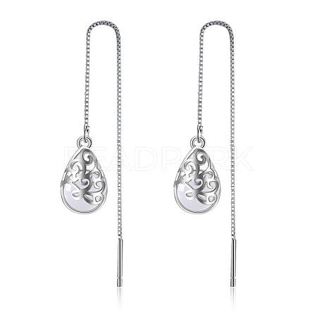 Teardrop Shape Glass Imitation Gemstone Ear Threads EJEW-BB64256-B-1