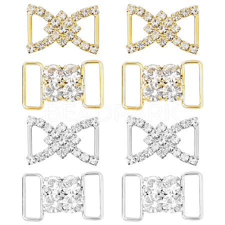 GOMAKERER 8Pcs 4 Style Brass & Zinc Alloy Rhinestone Slider Buckles DIY-GO0001-36-1