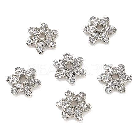 Brass Micro Pave Cubic Zirconia Bead Caps CU-CBA6E4E-10P-1