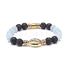 5Pcs 5 Style Natural Lava Rock & Natural Quartz & Synthetic Hematite Stretch Bracelets Set BJEW-JB08739-9