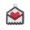 Beaded Heart Envelope Charms PALLOY-MZ01092-02-1