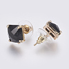 Faceted Glass Stud Earring Findings GLAA-F084-C09-2