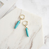 Natural Turquoise Beaded Hoop Earrings EJEW-L294-004G-2