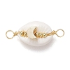 Natural Cowrie Shell Copper Wire Wrapped Shell Shape Connector Charms PALLOY-JF02939-01-1