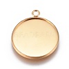 Ion Plating(IP) 304 Stainless Steel Pendant Cabochon Settings LS-STAS-G127-13-22mm-G-1