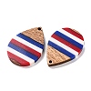 Independence Day Opaque Striped Resin & Walnut Wood Pendants RESI-U010-02S-2