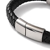 Men's Braided Black PU Leather Cord Bracelets BJEW-K243-20AS-3