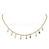 3MM Faceted Round Natural Multicolor Tourmaline Pendant Bib Necklaces with 304 Stainless Steel Cable Chains NJEW-JN05943-2