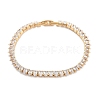 Brass Pave Clear Cubic Zirconia Teardrop Link Bracelets BJEW-YWC0002-08G-1