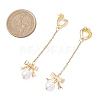 Bowknot with Heart 304 Stainless Steel Shell Pearl Dangle Stud Earrings EJEW-JE06825-4