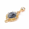 Alloy Cameo Oval Resin Pendants ENAM-M055-38G-02-3