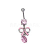 316L Surgical Stainless Steel Pave Cubic Zirconia Bowknot Curved Barbell Dangle Belly Rings FS-WG3E776-03-1