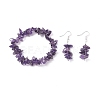 Natural Amethyst Chips Beaded Jewelry Set X-SJEW-JS01232-03-1