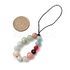 Natural Flower Amazonite with Glass Mobile Straps HJEW-JM02348-3